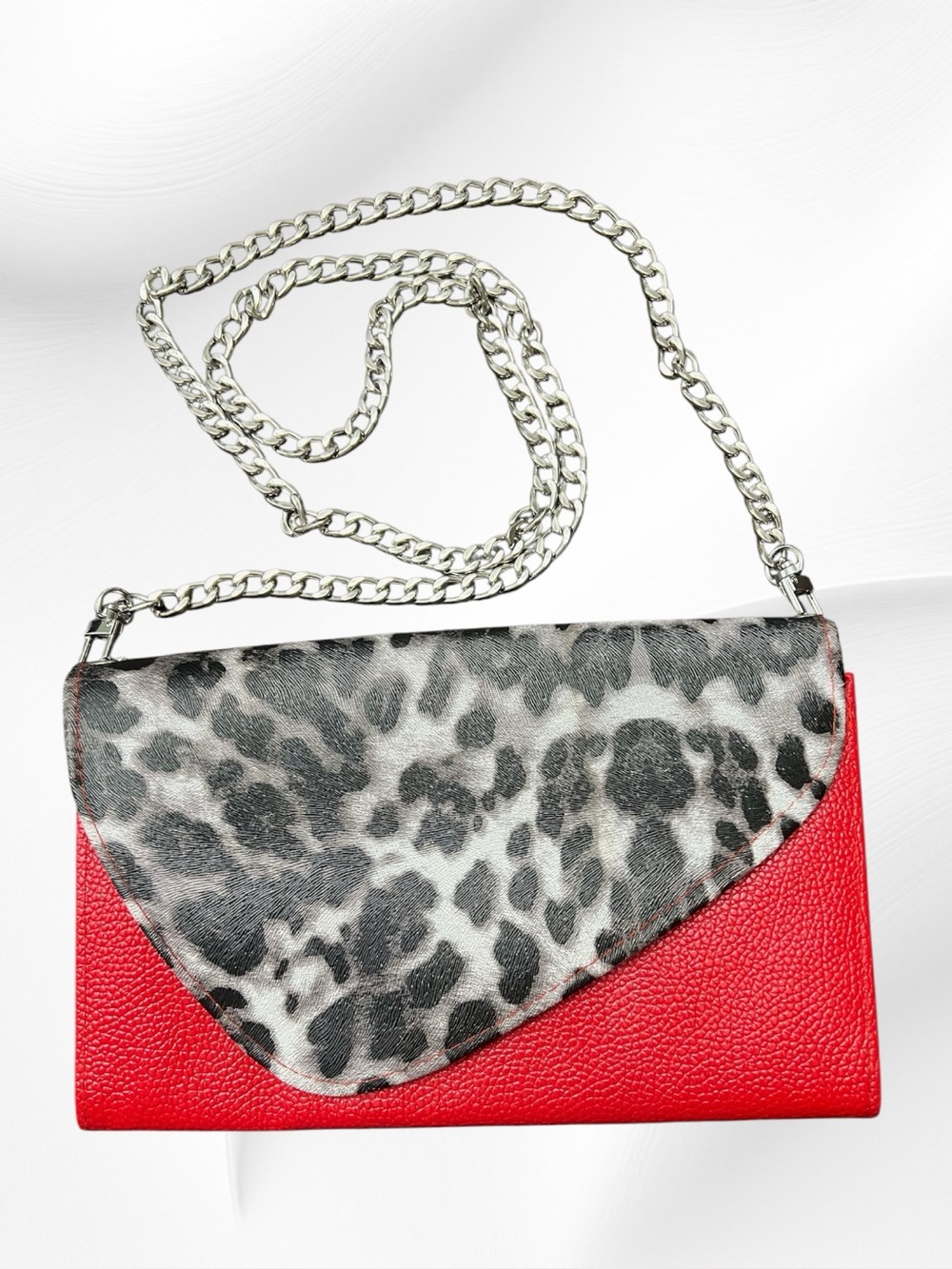 Leopard Print and Red Clutch Crossbody Wallet  NWOT